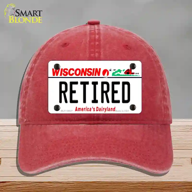 HAT13-MLP-10637 Retired Wisconsin Novelty License Plate Hat, Unconstructed Cotton - Red