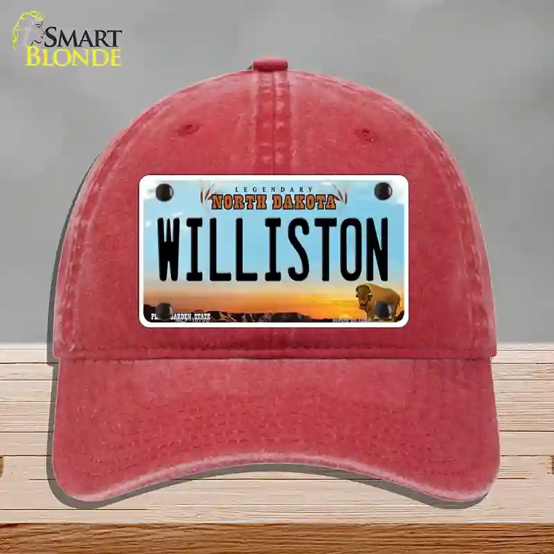 HAT13-MLP-10708 Williston North Dakota Novelty License Plate Hat, Unconstructed Cotton - Red