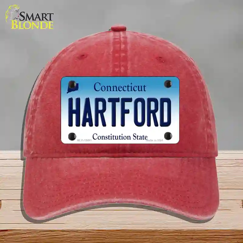 HAT13-MLP-10891 Hartford Connecticut Novelty License Plate Hat, Unconstructed Cotton - Red