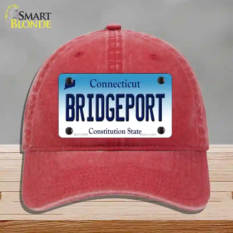 HAT13-MLP-10894 Bridgeport Connecticut Novelty License Plate Hat, Unconstructed Cotton - Red