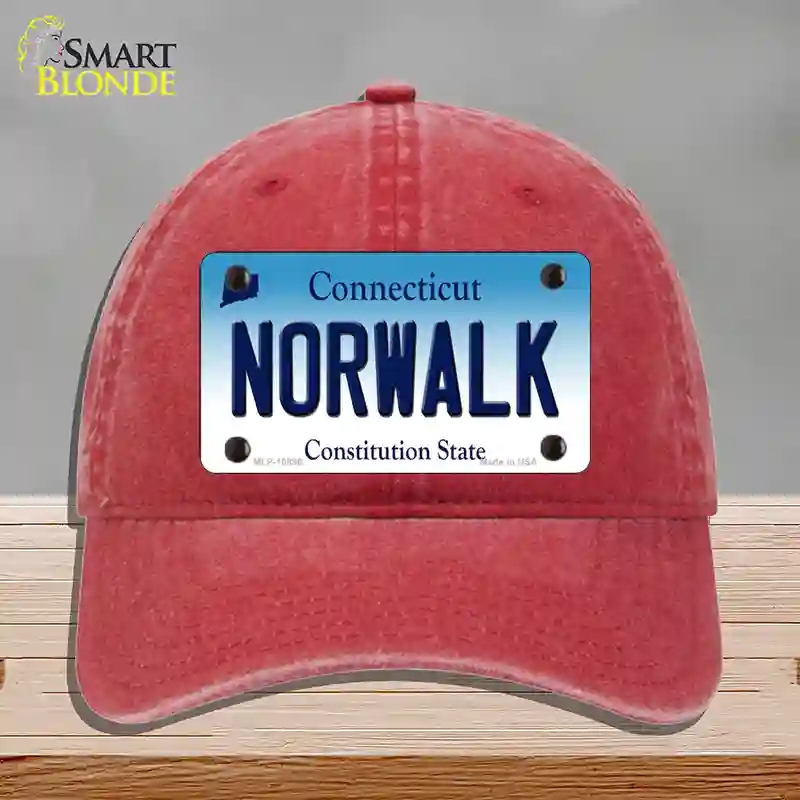 HAT13-MLP-10896 Norwalk Connecticut Novelty License Plate Hat, Unconstructed Cotton - Red