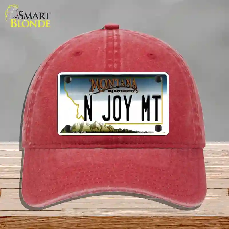 HAT13-MLP-11087 N Joy MT Montana State Novelty License Plate Hat, Unconstructed Cotton - Red