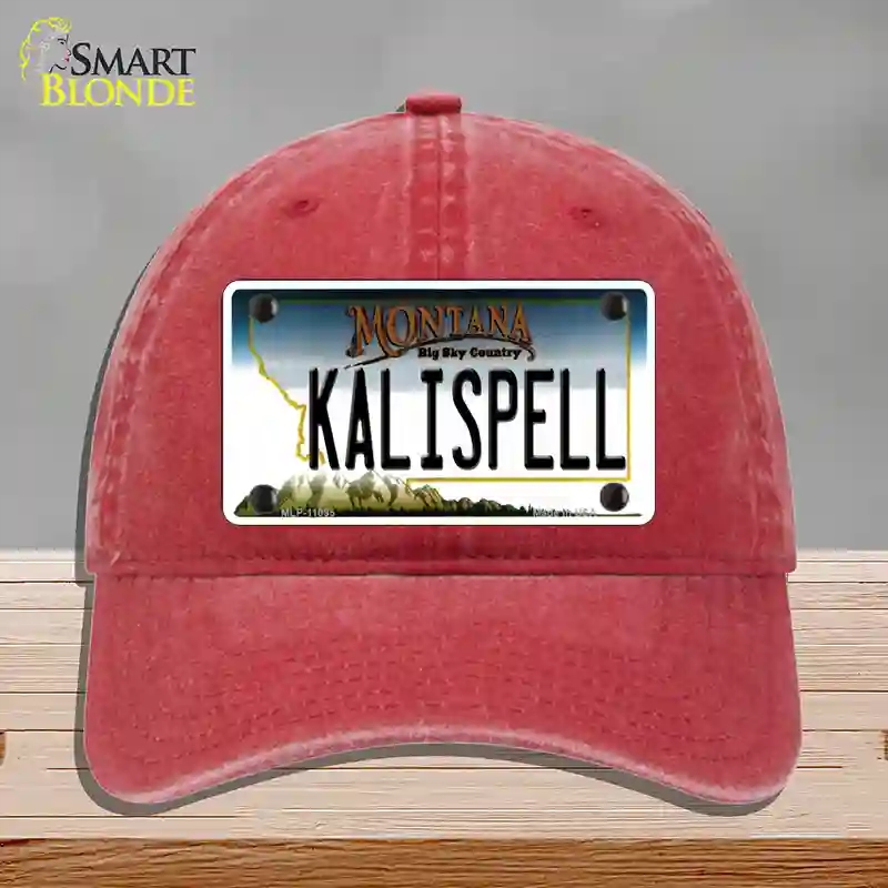 HAT13-MLP-11095 Kalispell Montana State Novelty License Plate Hat, Unconstructed Cotton - Red