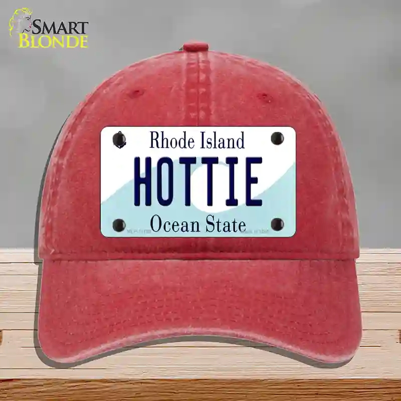 HAT13-MLP-11198 Hottie Rhode Island State Novelty License Plate Hat, Unconstructed Cotton - Red