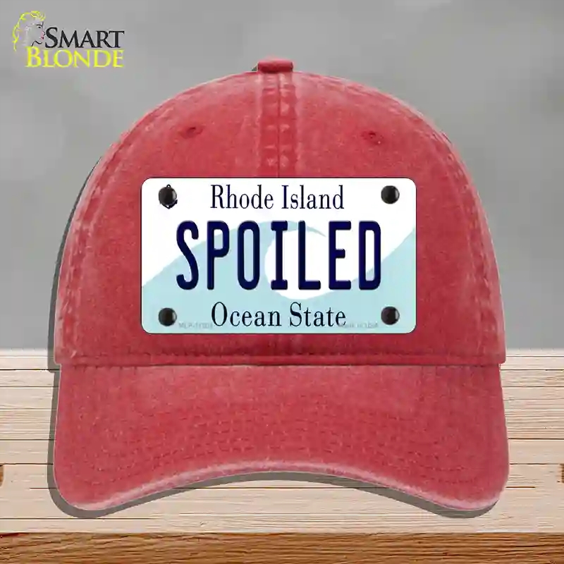 HAT13-MLP-11204 Spoiled Rhode Island State Novelty License Plate Hat, Unconstructed Cotton - Red