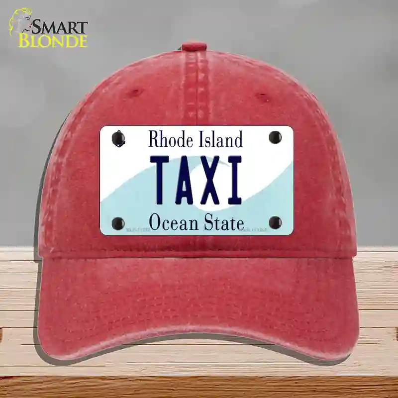 HAT13-MLP-11213 Taxi Rhode Island State Novelty License Plate Hat, Unconstructed Cotton - Red