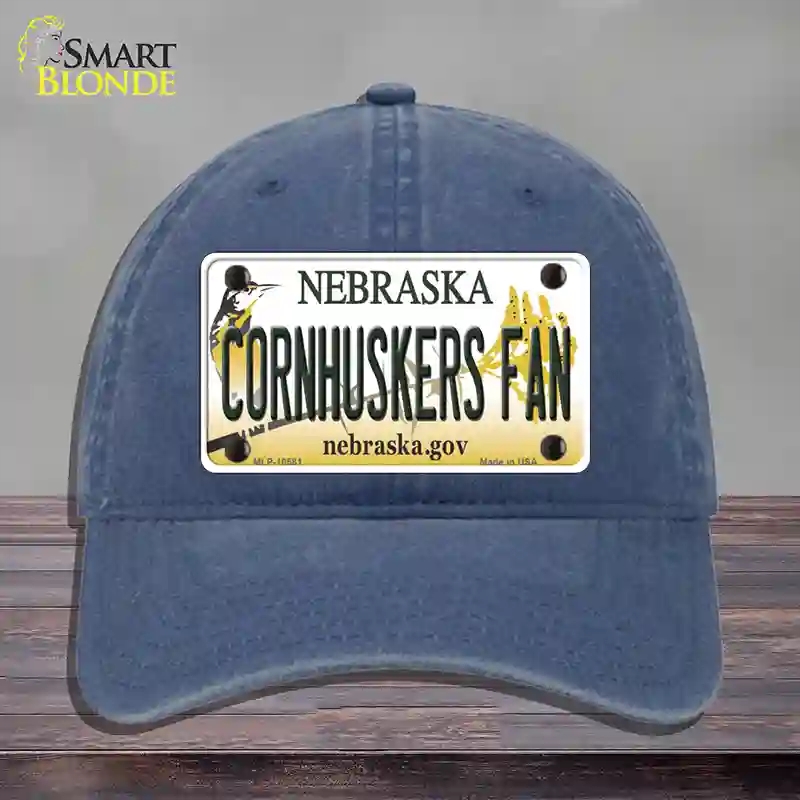 HAT11-MLP-10581 Cornhuskers Fan Nebraska Novelty License Plate Hat, Unconstructed Cotton - Navy