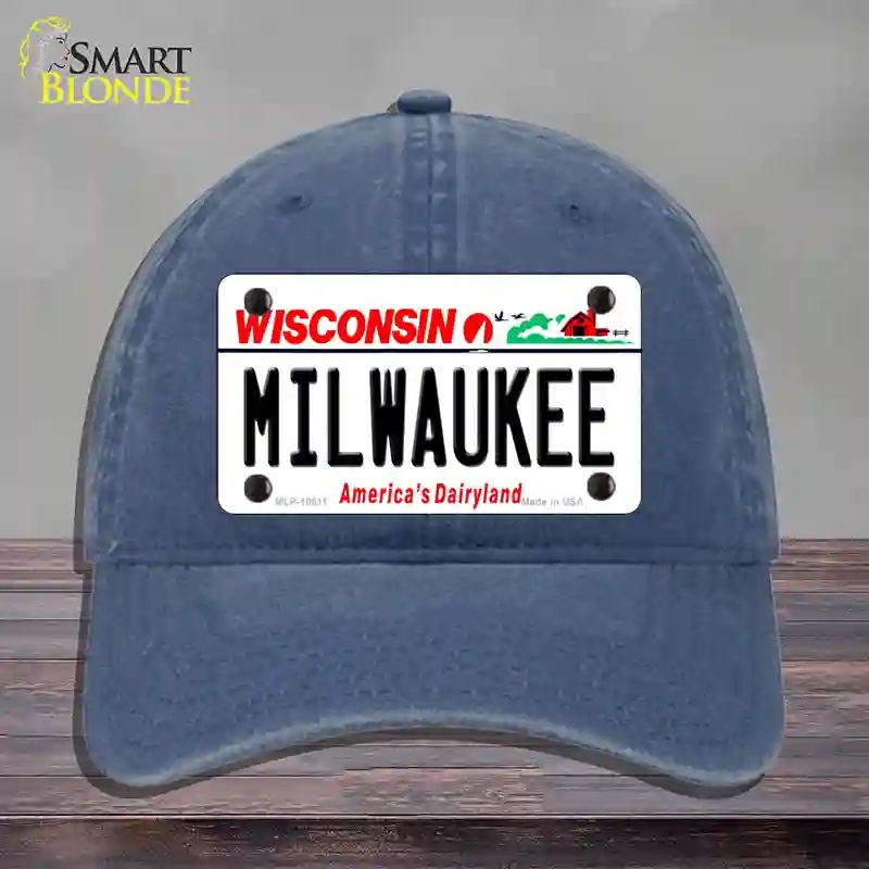 HAT11-MLP-10611 Milwaukee Wisconsin Novelty License Plate Hat, Unconstructed Cotton - Navy