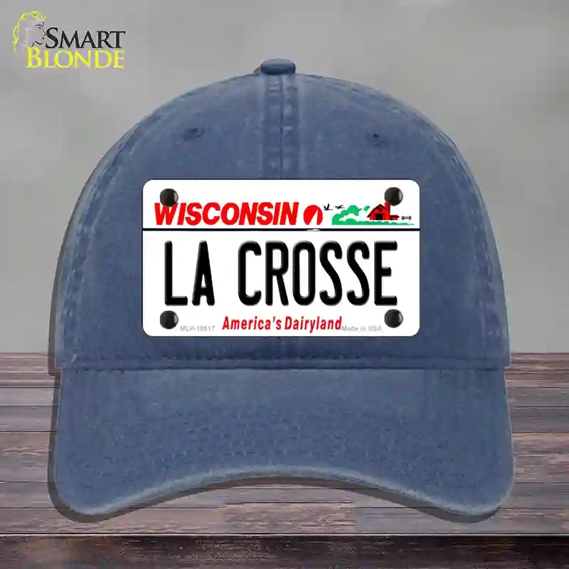 HAT11-MLP-10617 La Crosse Wisconsin Novelty License Plate Hat, Unconstructed Cotton - Navy