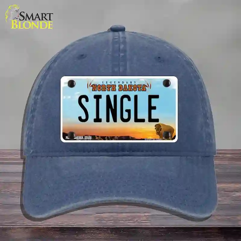 HAT11-MLP-10739 Single North Dakota Novelty License Plate Hat, Unconstructed Cotton - Navy