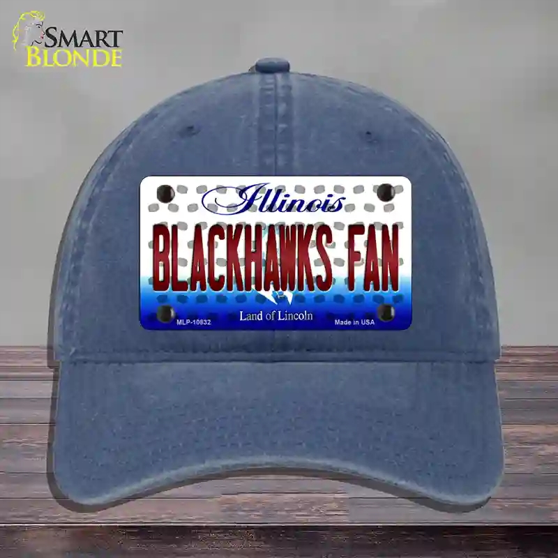 HAT11-MLP-10832 Blackhawks Fan Illinois Novelty License Plate Hat, Unconstructed Cotton - Navy