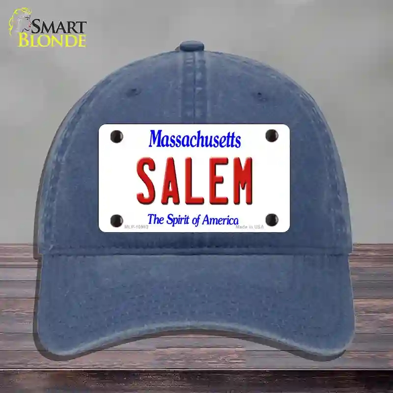 HAT11-MLP-10983 Salem Massachusetts Novelty License Plate Hat, Unconstructed Cotton - Navy