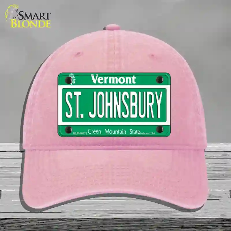 HAT12-MLP-10673 St Johnsbury Vermont Novelty License Plate Hat, Unconstructed Cotton - Pink