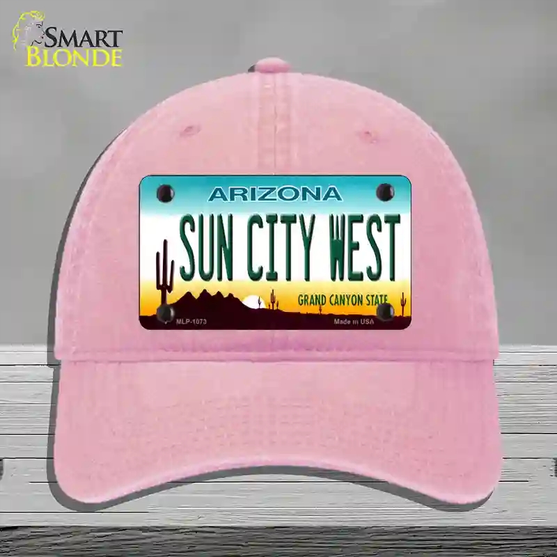 HAT12-MLP-1073 Sun City West Arizona Novelty License Plate Hat, Unconstructed Cotton - Pink
