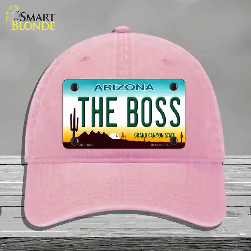 HAT12-MLP-1078 The Boss Arizona Novelty License Plate Hat, Unconstructed Cotton - Pink