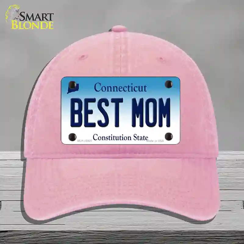 HAT12-MLP-10927 Best Mom Connecticut Novelty License Plate Hat, Unconstructed Cotton - Pink