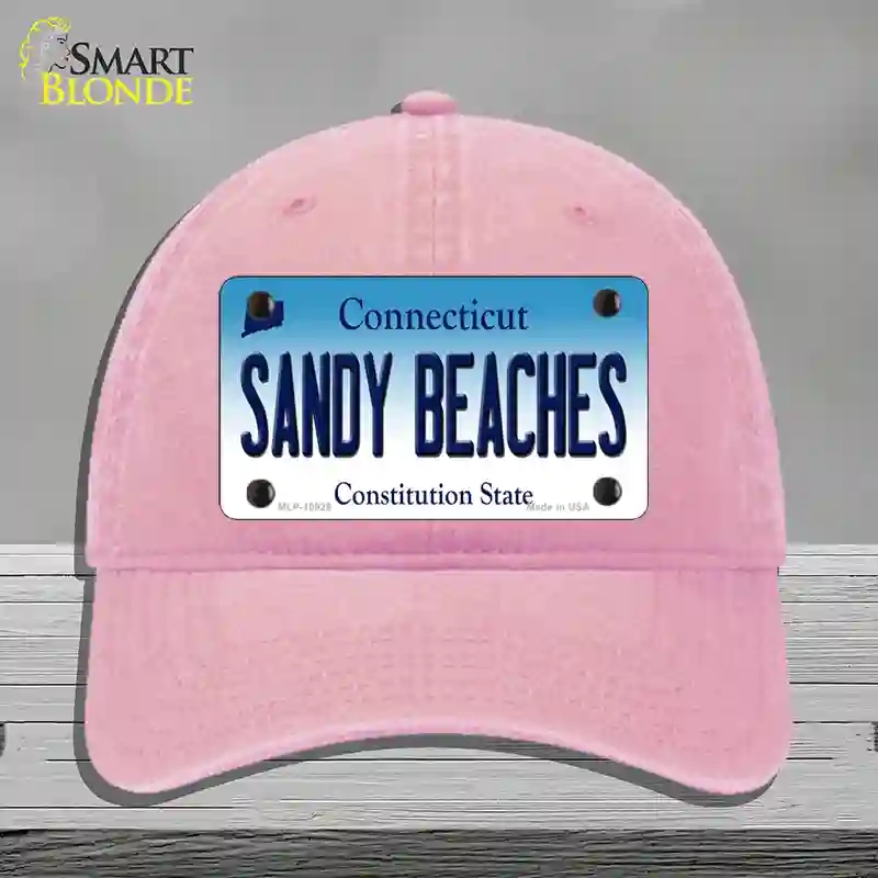 HAT12-MLP-10929 Sandy Beaches Connecticut Novelty License Plate Hat, Unconstructed Cotton - Pink
