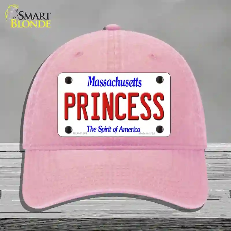 HAT12-MLP-11009 Princess Massachusetts Novelty License Plate Hat, Unconstructed Cotton - Pink