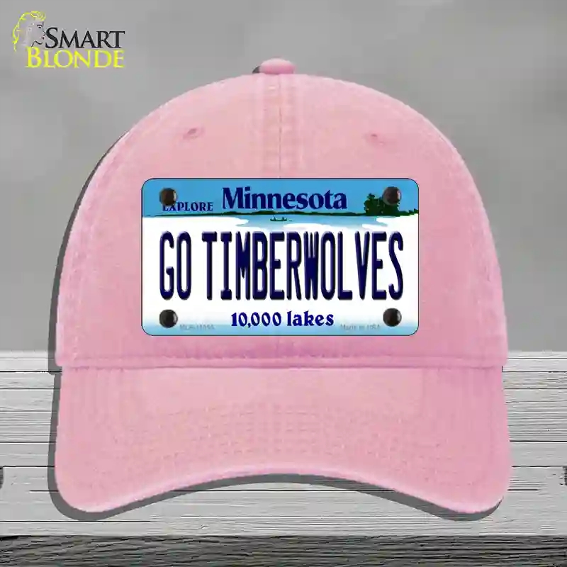 HAT12-MLP-11055 Go Timberwolves Minnesota State Novelty License Plate Hat, Unconstructed Cotton - Pink