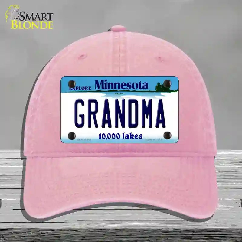 HAT12-MLP-11058 Grandma Minnesota State Novelty License Plate Hat, Unconstructed Cotton - Pink