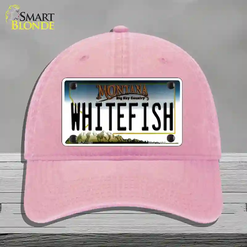 HAT12-MLP-11097 Whitefish Montana State Novelty License Plate Hat, Unconstructed Cotton - Pink
