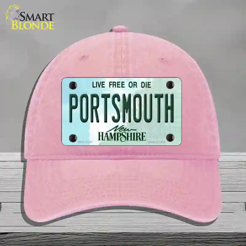 HAT12-MLP-11137 Portsmouth   Hampshire State Novelty License Plate Hat, Unconstructed Cotton - Pink