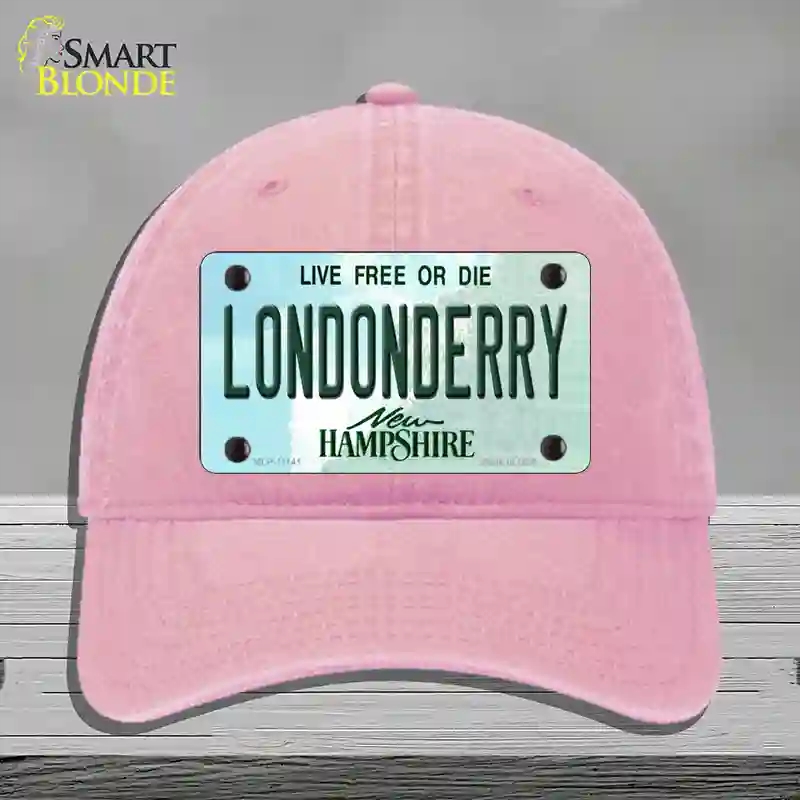 HAT12-MLP-11141 Londonderry   Hampshire State Novelty License Plate Hat, Unconstructed Cotton - Pink