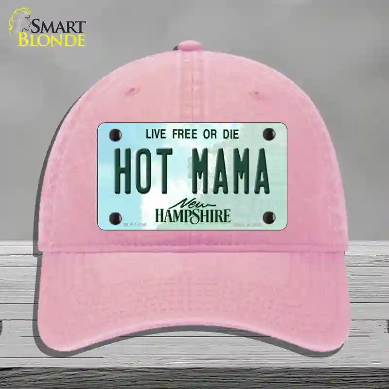 HAT12-MLP-11155 Hot Mama   Hampshire State Novelty License Plate Hat, Unconstructed Cotton - Pink