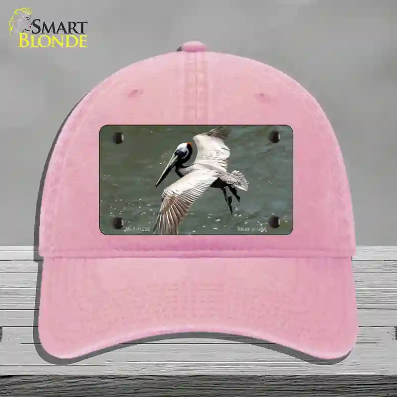 HAT12-MLP-11239 Pelican in Flight Novelty License Plate Hat, Unconstructed Cotton - Pink