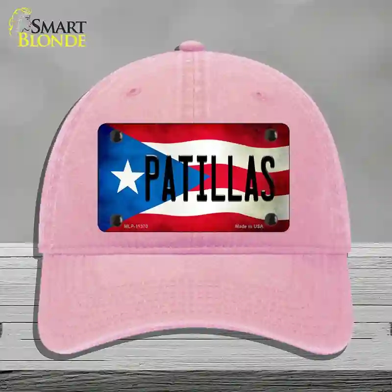 HAT12-MLP-11370 Patillas Puerto Rico Flag Novelty License Plate Hat, Unconstructed Cotton - Pink
