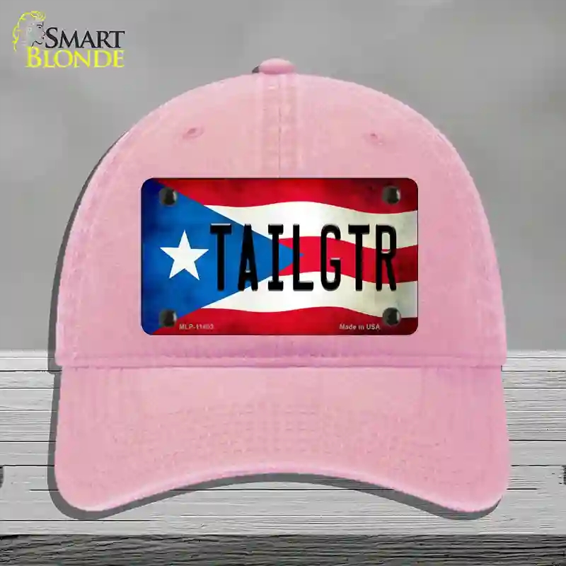 HAT12-MLP-11403 Tailgtr Puerto Rico Flag Novelty License Plate Hat, Unconstructed Cotton - Pink