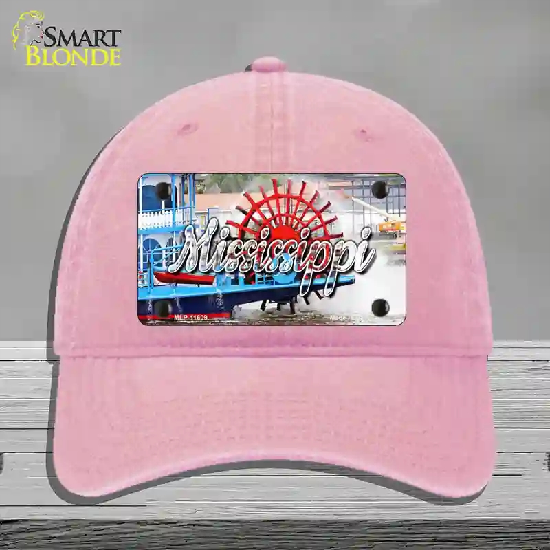 HAT12-MLP-11609 Mississippi Boat State Novelty License Plate Hat, Unconstructed Cotton - Pink
