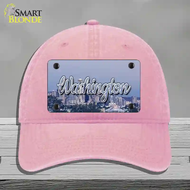 HAT12-MLP-11637 Washington Space Needle State Novelty License Plate Hat, Unconstructed Cotton - Pink