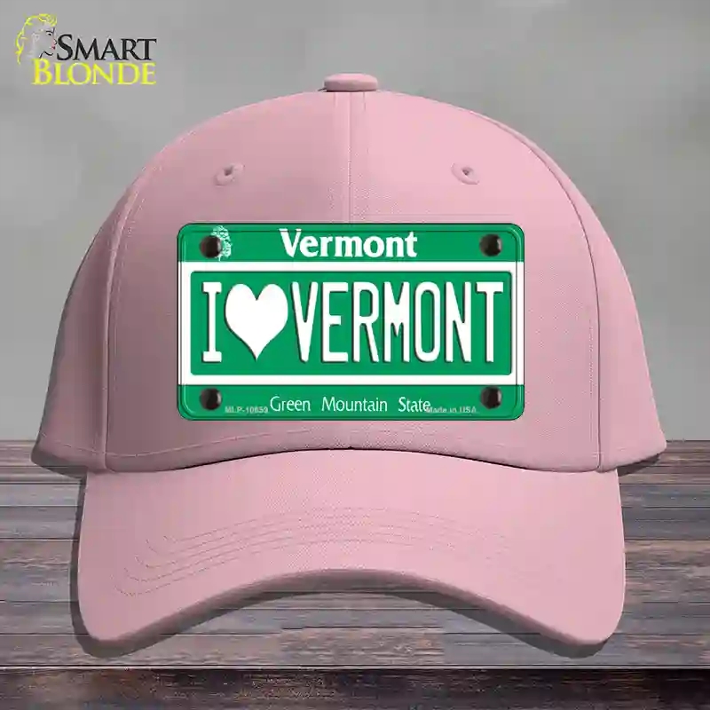 HAT05-MLP-10659 I Love Vermont Novelty License Plate Hat, Cotton - Pink