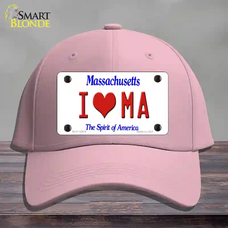 HAT05-MLP-10979 I Love Massachusetts Novelty License Plate Hat, Cotton - Pink