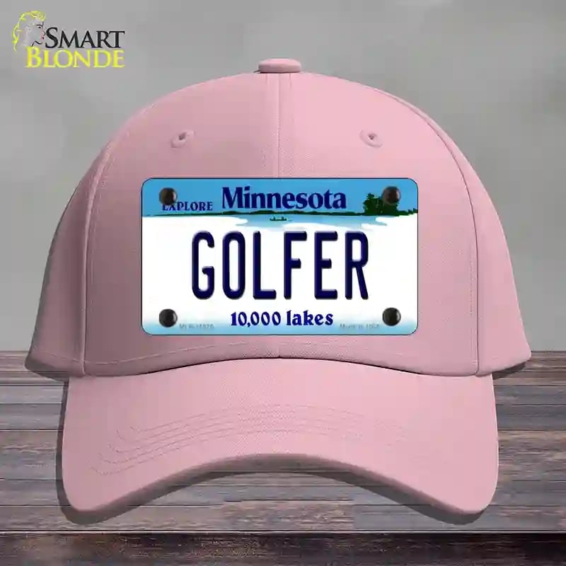 HAT05-MLP-11075 Golfer Minnesota State Novelty License Plate Hat, Cotton - Pink