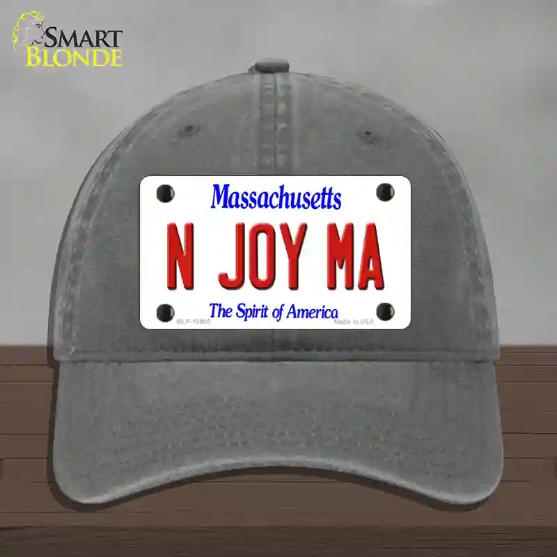 HAT08-MLP-10980 N Joy MA Massachusetts Novelty License Plate Hat, Unconstructed Cotton - Charcoal