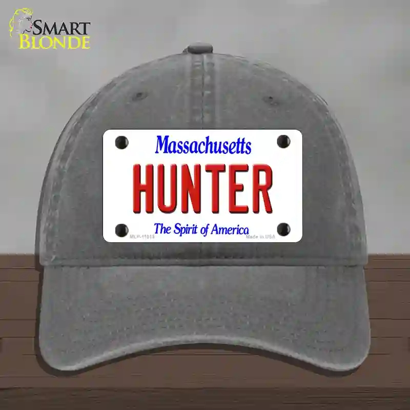 HAT08-MLP-11013 Hunter Massachusetts Novelty License Plate Hat, Unconstructed Cotton - Charcoal
