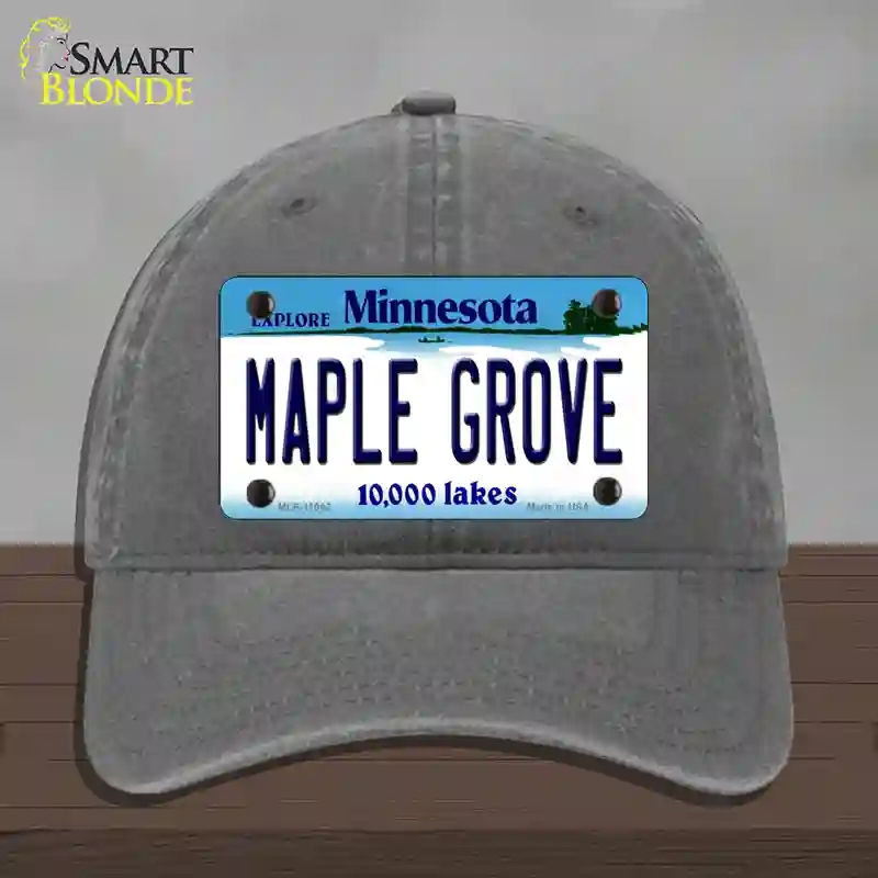 HAT08-MLP-11042 Maple Grove Minnesota State Novelty License Plate Hat, Unconstructed Cotton - Charcoal