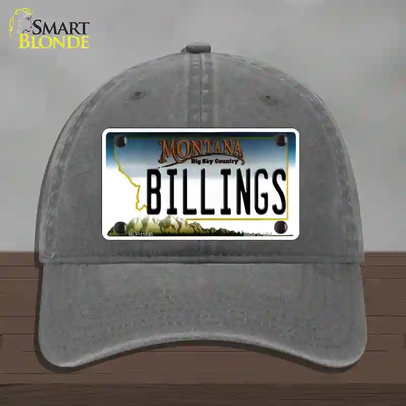 HAT08-MLP-11090 Billings Montana State Novelty License Plate Hat, Unconstructed Cotton - Charcoal