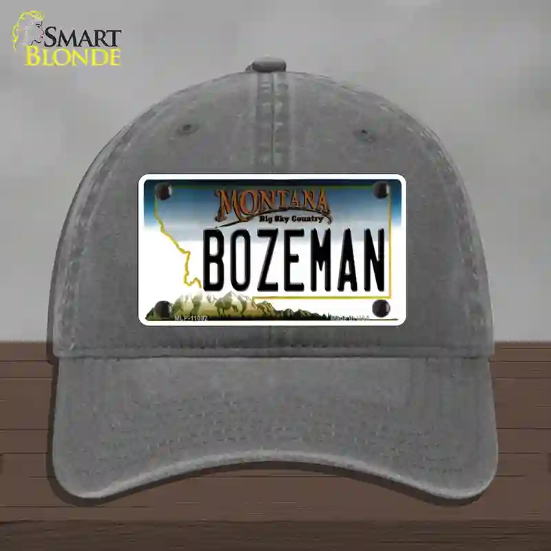 HAT08-MLP-11092 Bozeman Montana State Novelty License Plate Hat, Unconstructed Cotton - Charcoal
