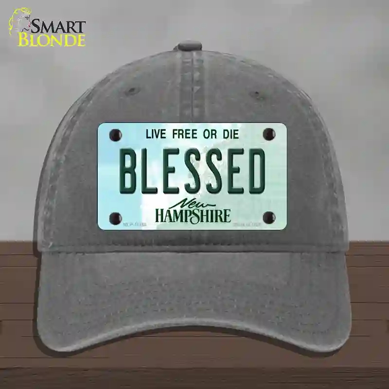 HAT08-MLP-11168 Blessed   Hampshire State Novelty License Plate Hat, Unconstructed Cotton - Charcoal