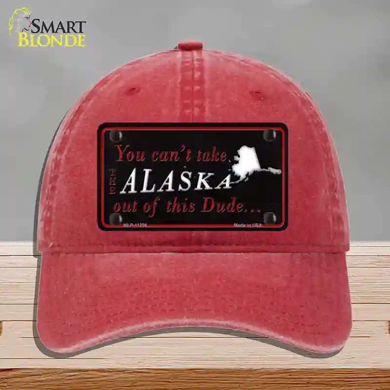 HAT13-MLP-11256 Alaska Dude Novelty License Plate Hat, Unconstructed Cotton - Red