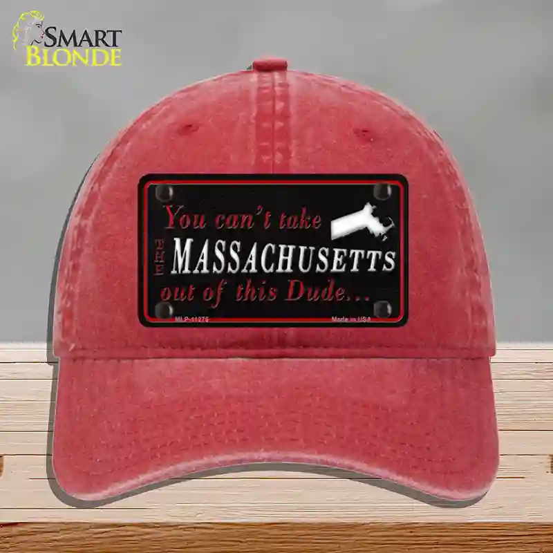 HAT13-MLP-11275 Massachusetts Dude Novelty License Plate Hat, Unconstructed Cotton - Red