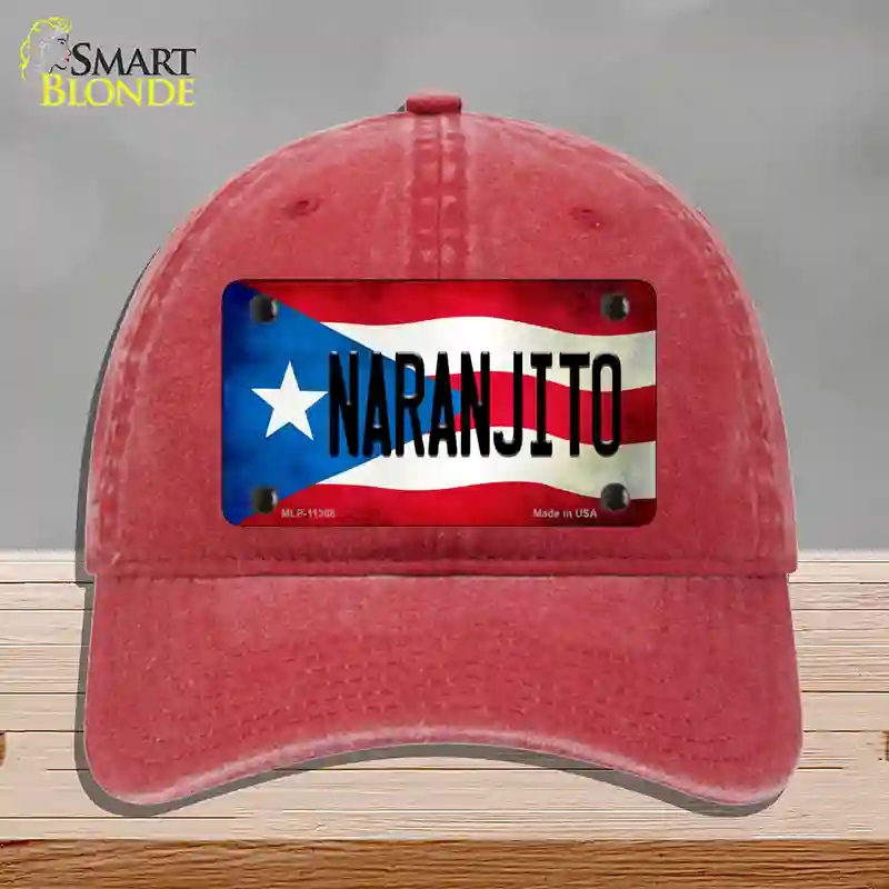 HAT13-MLP-11368 Naranjito Puerto Rico Flag Novelty License Plate Hat, Unconstructed Cotton - Red