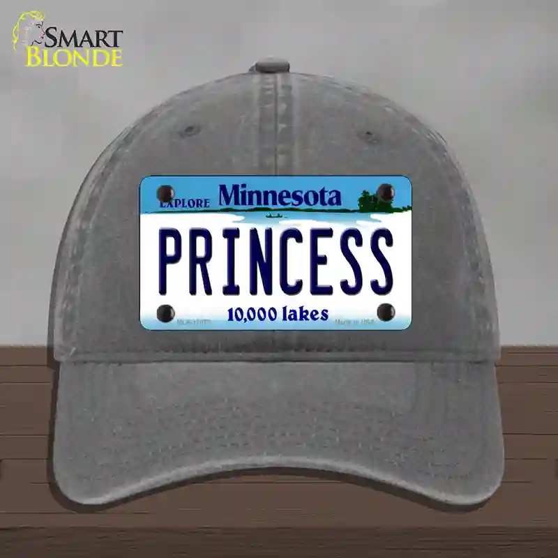 HAT08-MLP-11072 Princess Minnesota State Novelty License Plate Hat, Unconstructed Cotton - Charcoal