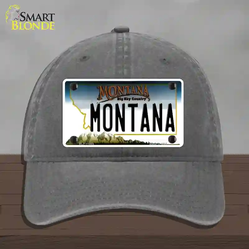 HAT08-MLP-11085 Montana State Novelty License Plate Hat, Unconstructed Cotton - Charcoal
