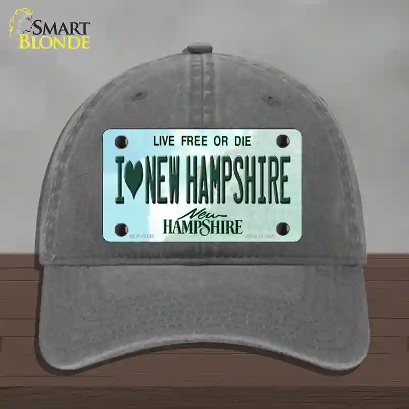 HAT08-MLP-11132 I Love   Hampshire State Novelty License Plate Hat, Unconstructed Cotton - Charcoal