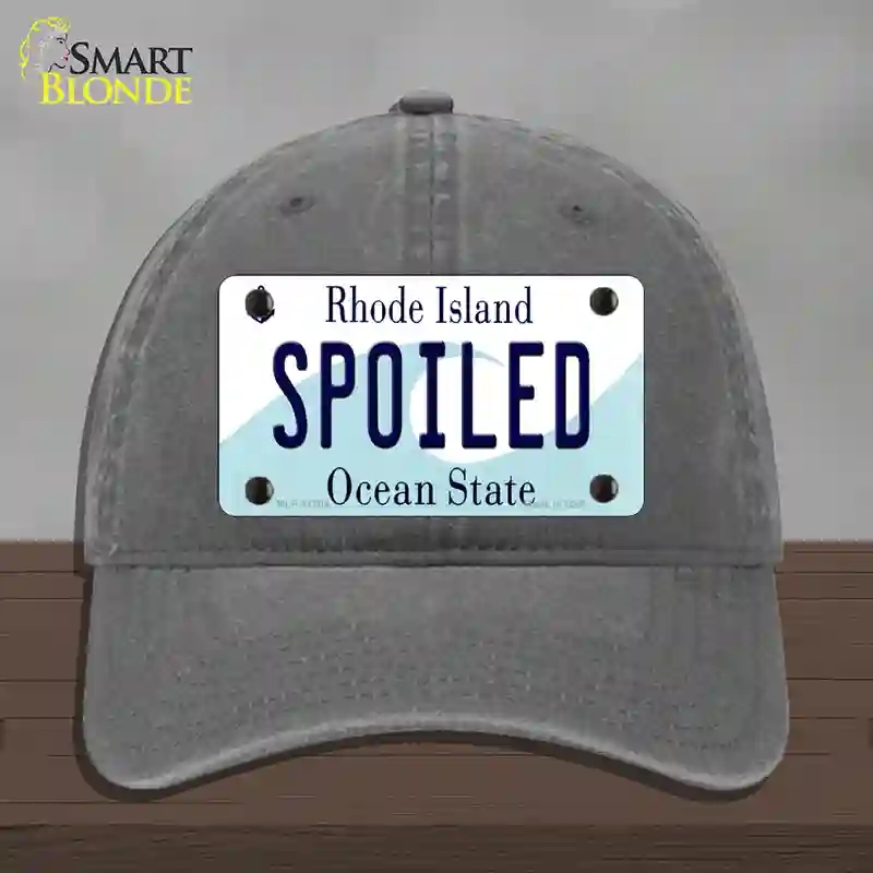 HAT08-MLP-11204 Spoiled Rhode Island State Novelty License Plate Hat, Unconstructed Cotton - Charcoal