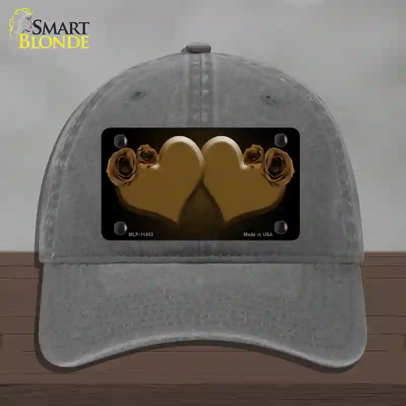 HAT08-MLP-11443 Hearts Over Roses in Brown Novelty License Plate Hat, Unconstructed Cotton - Charcoal